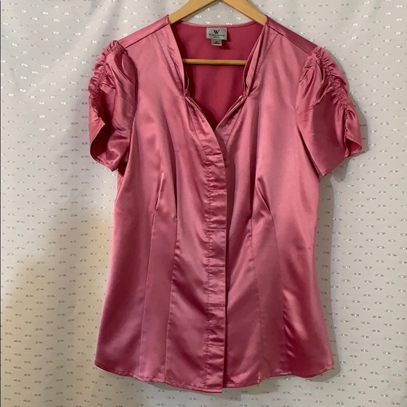 Worthington-Short rushed sleeve blouse EUC - Picture 3 of 7